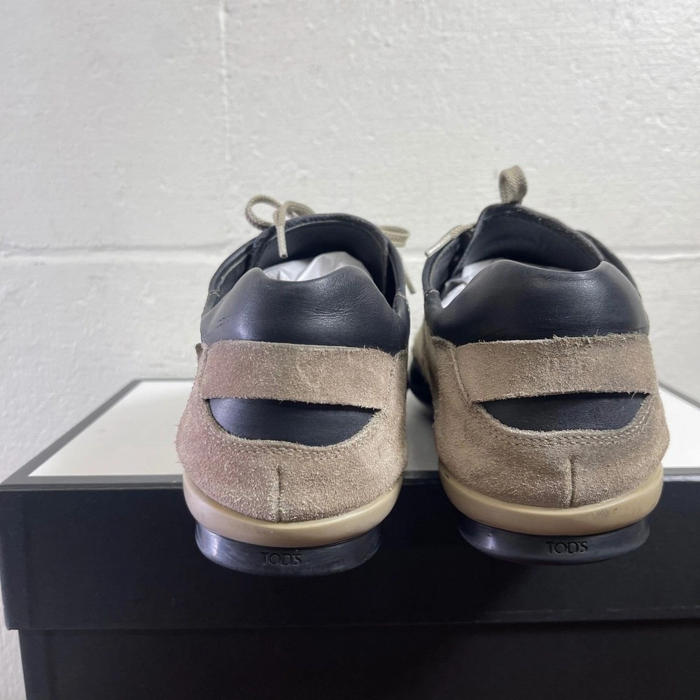 TOD's Cloth Low Sneaker Leather Casual Driving Shoes Tan Black Mens‎ Size 10 US - Picture 7 of 11